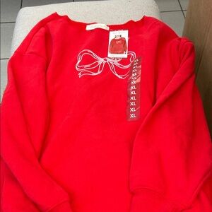 Women state of mine women’s size extra large Red Sweatshirt with Bow Design